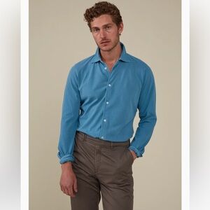Christian Kimber blue jersey button-down L